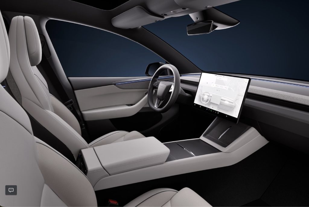 Intérieur gris clair de la Tesla Model Y L