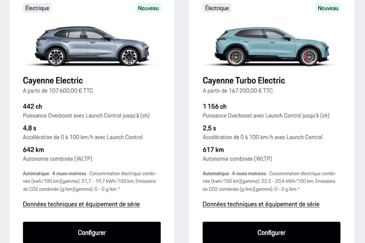 Porsche Cayenne Electric tarifs
