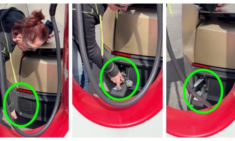 Un Tesla Cybercab aperçu avec une solution de recharge étonnante qui fait débat !